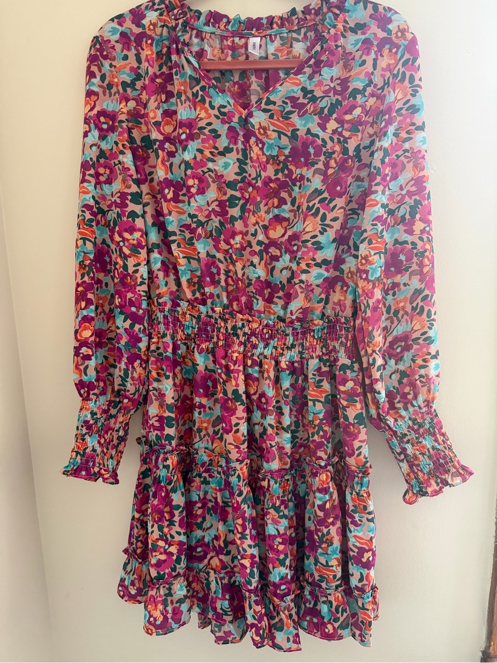 Dokotoo Floral Smocked Waist Ruffle Dress - Multicolor sz medium